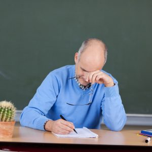 Tired worn out teacher