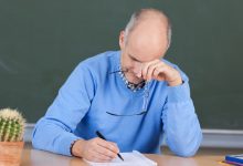 Tired worn out teacher