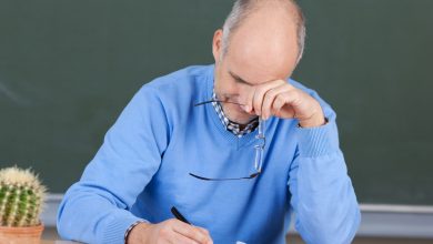 Tired worn out teacher