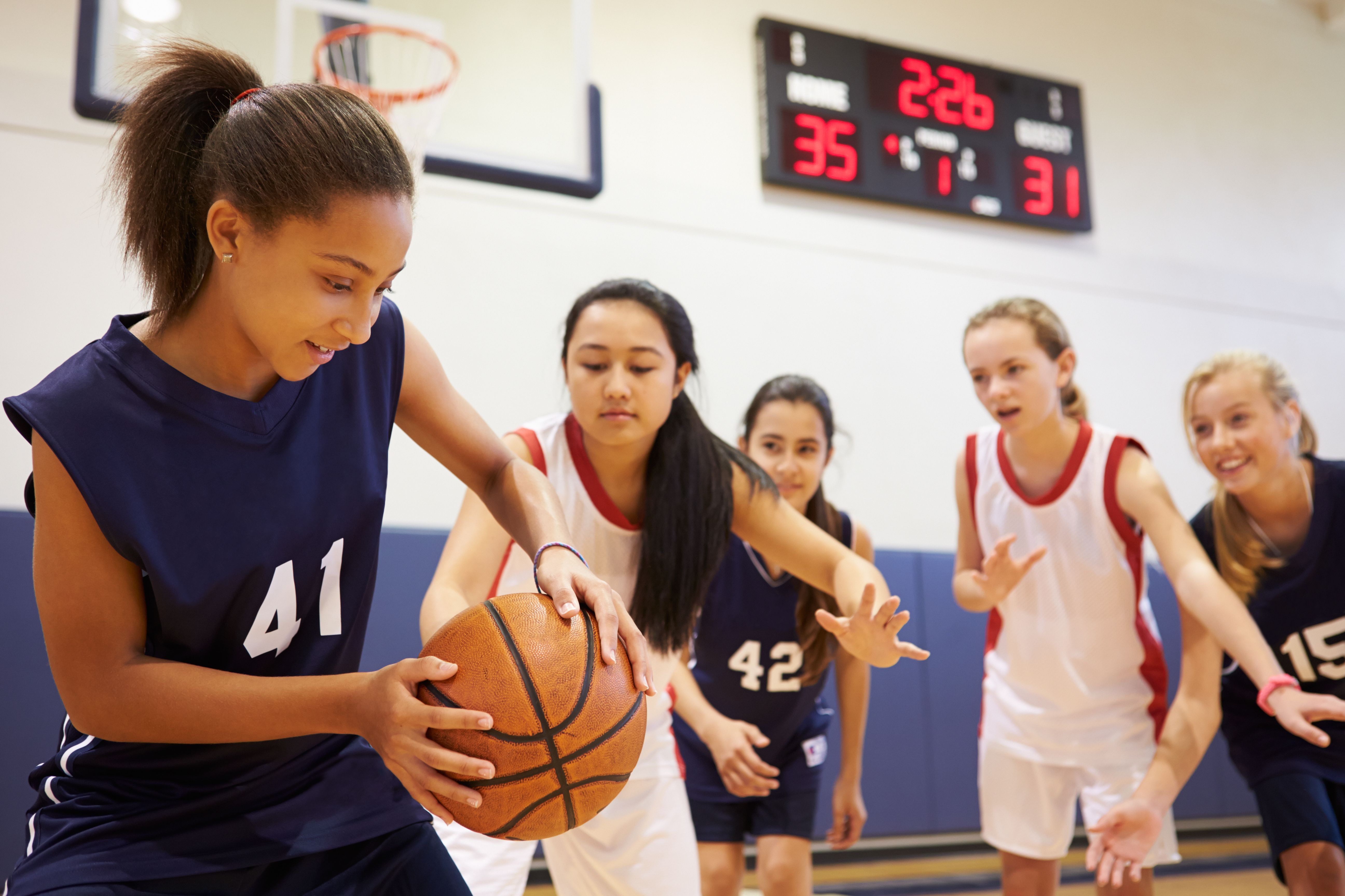 High school girls playing sport