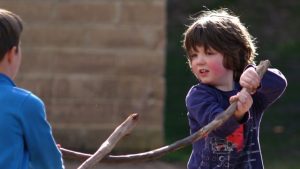 Sword practice at Candlebark School