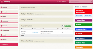 Sentral Education Wellbeing interface