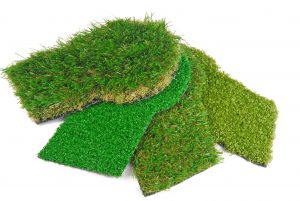 artificial astroturf grass samples isolated on white