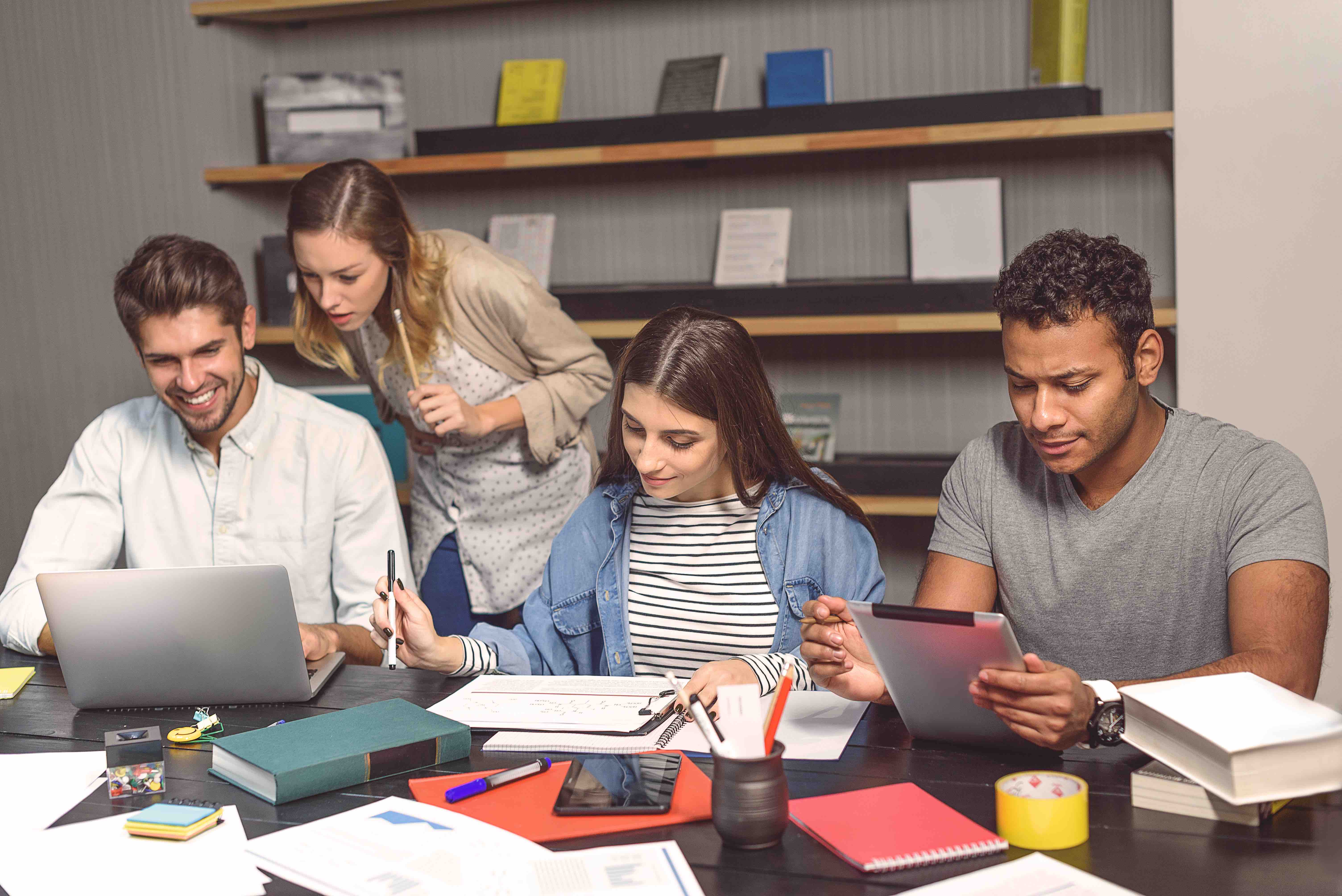 Group of students studying together