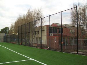 High screen chain link fence with black powder coating at Brighton Grammar. Photo: Lee Brothers Group Fencing