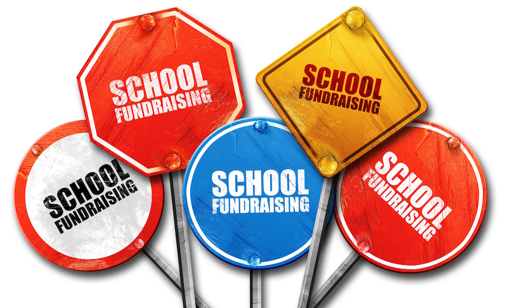 school fundraising, 3D rendering, street signs