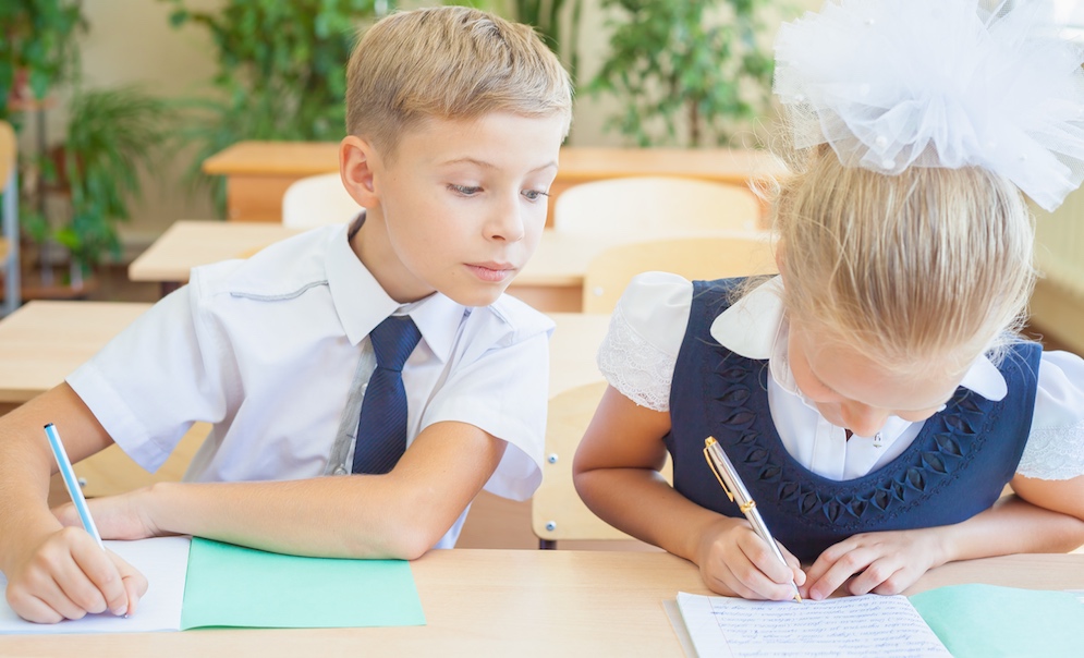 students reading