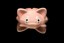 Piggy bank up to its eyeballs in water