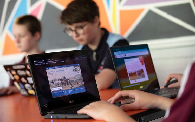 Australia's Defining Moments Digital Classroom being tested by students from Lyneham High School, ACT. Photo: National Museum of Australia