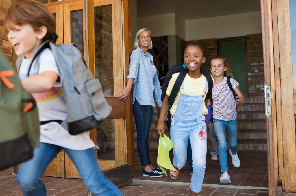 Children running outside