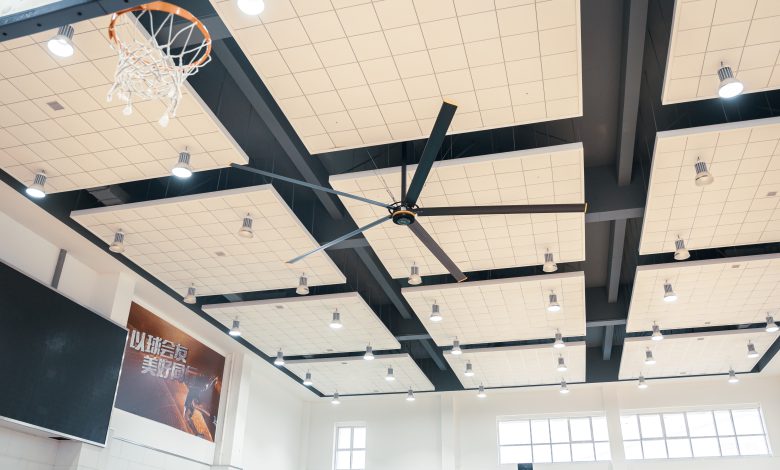 Industrial fan in a school gym