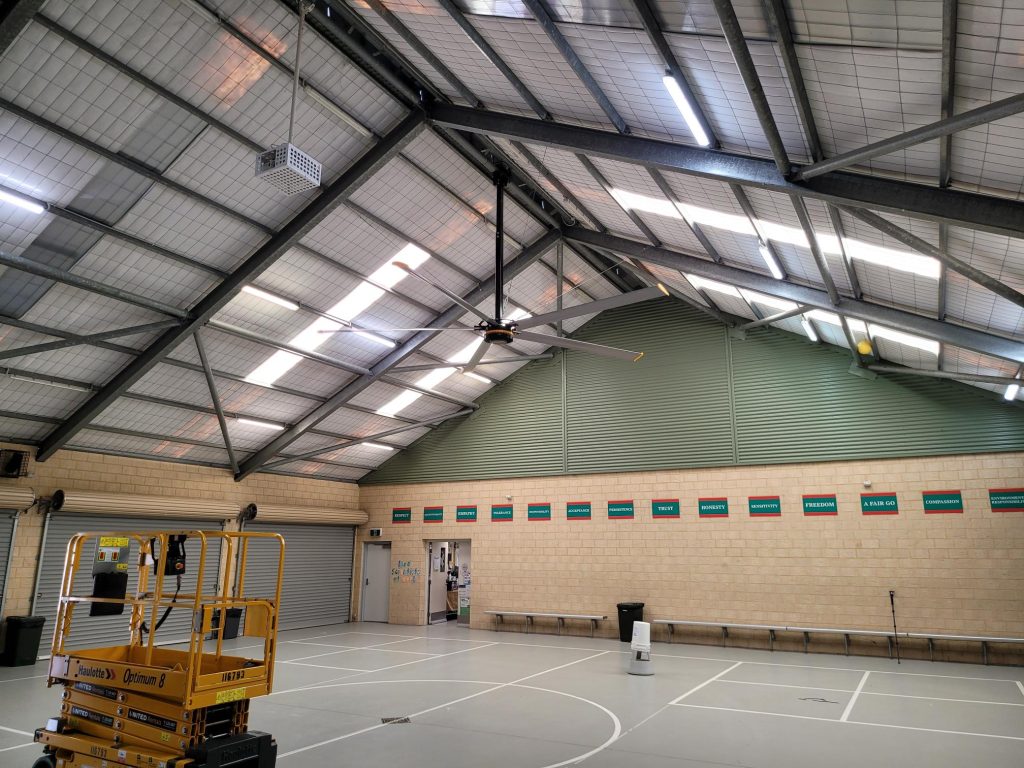 Industrial fan in school gym