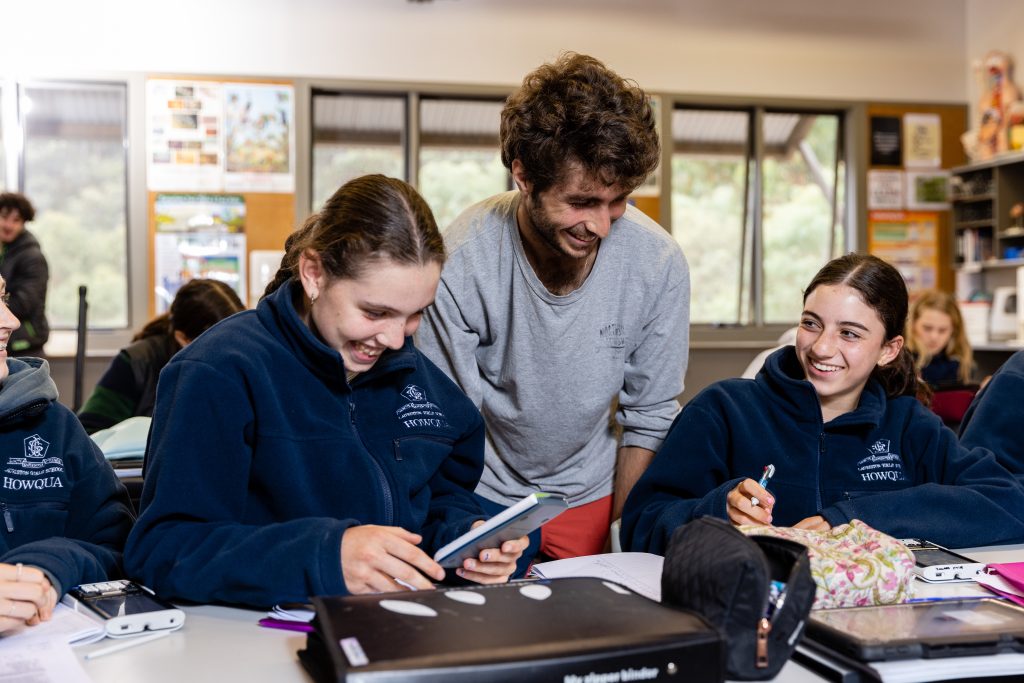 School students and teacher