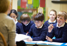 school students in class