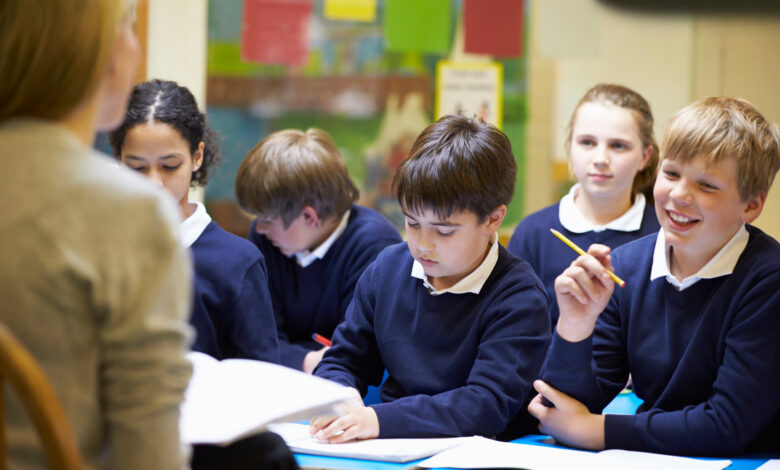 school students in class